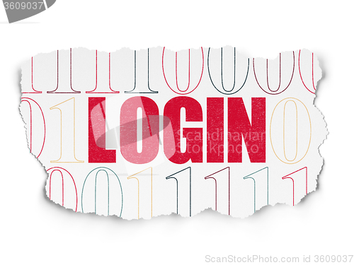 Image of Privacy concept: Login on Torn Paper background