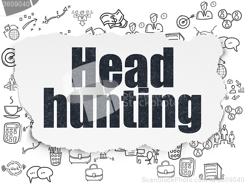 Image of Business concept: Head Hunting on Torn Paper background