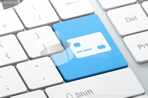 Image of Currency concept: Credit Card on computer keyboard background
