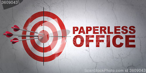Image of Business concept: target and Paperless Office on wall background