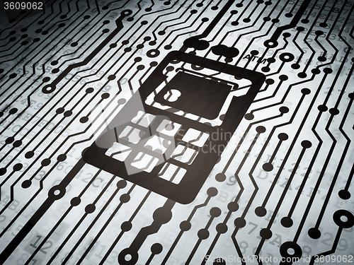 Image of Banking concept: circuit board with ATM Machine