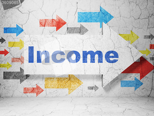 Image of Finance concept: arrow with Income on grunge wall background