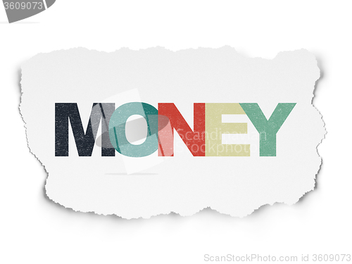 Image of Business concept: Money on Torn Paper background