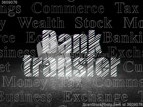 Image of Currency concept: Bank Transfer in grunge dark room