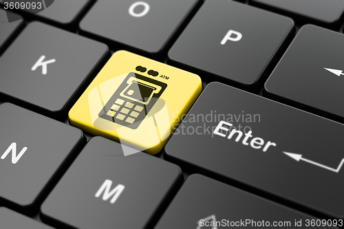 Image of Money concept: ATM Machine on computer keyboard background