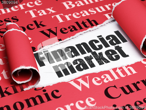 Image of Currency concept: black text Financial Market under the piece of  torn paper