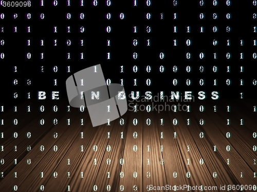 Image of Finance concept: Be in business in grunge dark room