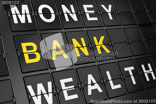 Image of Money concept: Bank on airport board background