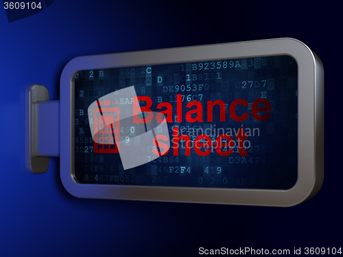 Image of Banking concept: Balance Sheet and ATM Machine on billboard background
