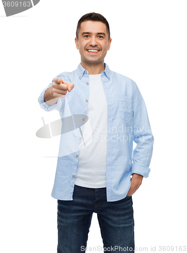 Image of smiling man pointing finger on you