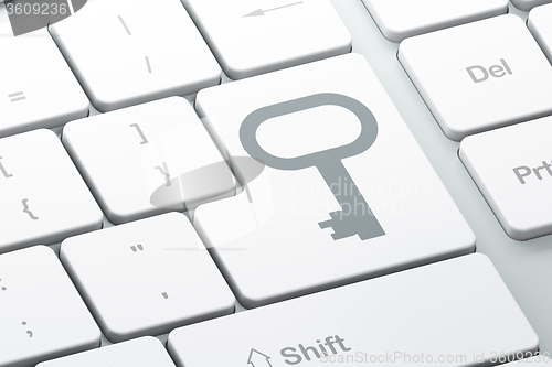 Image of Privacy concept: Key on computer keyboard background