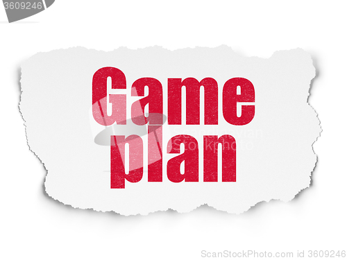 Image of Business concept: Game Plan on Torn Paper background