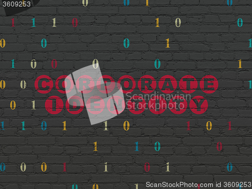 Image of Finance concept: Corporate Identity on wall background