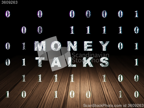 Image of Business concept: Money Talks in grunge dark room