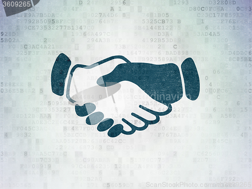Image of Business concept: Handshake on Digital Paper background