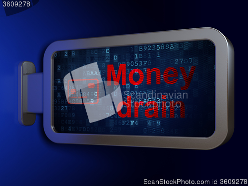 Image of Currency concept: Money Drain and Credit Card on billboard background