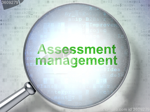 Image of Business concept: Assessment Management with optical glass