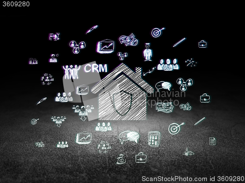 Image of Business concept: Home in grunge dark room