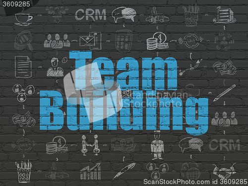 Image of Finance concept: Team Building on wall background