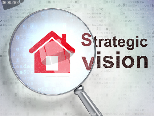 Image of Business concept: Home and Strategic Vision with optical glass