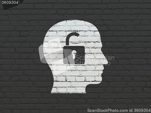 Image of Business concept: Head With Padlock on wall background