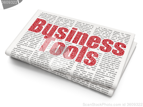 Image of Business concept: Business Tools on Newspaper background