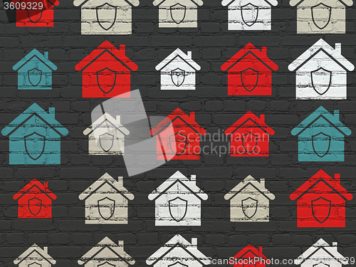 Image of Business concept: Home icons on wall background