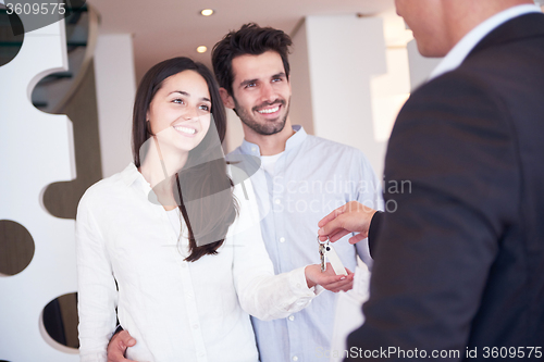 Image of couple buying new home with real estate agent