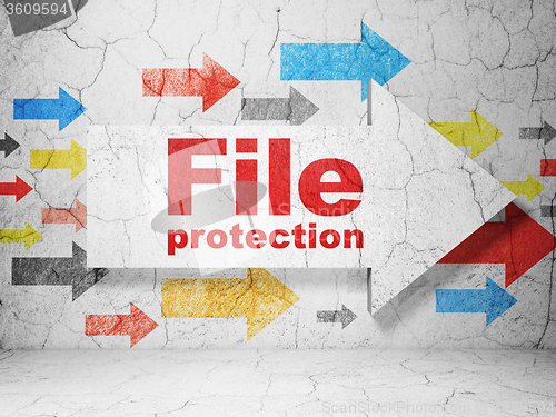 Image of Privacy concept: arrow with File Protection on grunge wall background