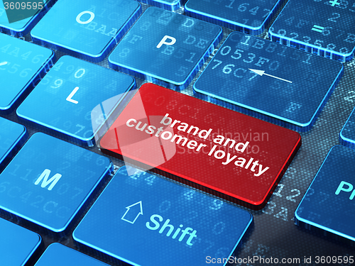 Image of Finance concept: Brand and Customer loyalty on computer keyboard background