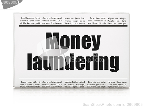 Image of Currency concept: newspaper headline Money Laundering