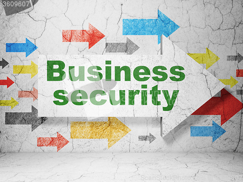 Image of Security concept: arrow with Business Security on grunge wall background