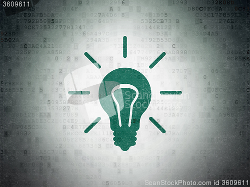 Image of Business concept: Light Bulb on Digital Paper background