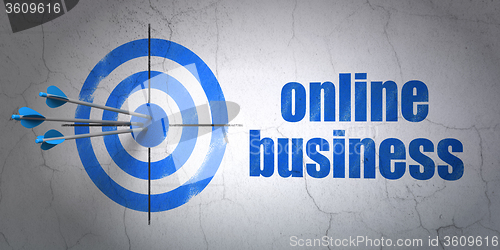 Image of Business concept: target and Online Business on wall background