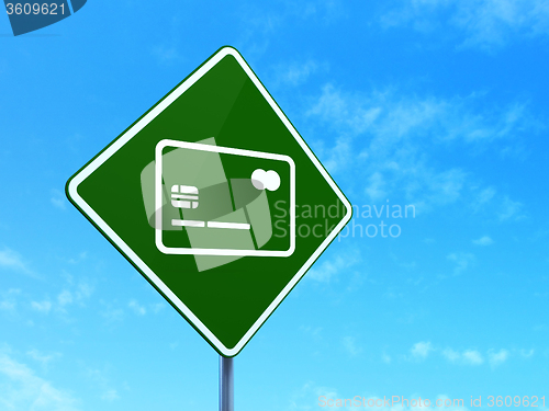 Image of Banking concept: Credit Card on road sign background