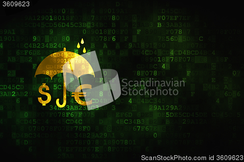 Image of Security concept: Money And Umbrella on digital background