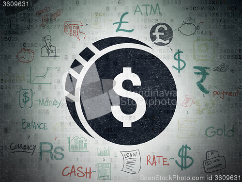 Image of Banking concept: Dollar Coin on Digital Paper background