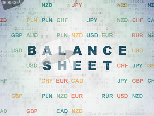 Image of Money concept: Balance Sheet on Digital Paper background