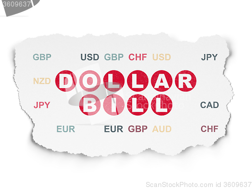 Image of Money concept: Dollar Bill on Torn Paper background
