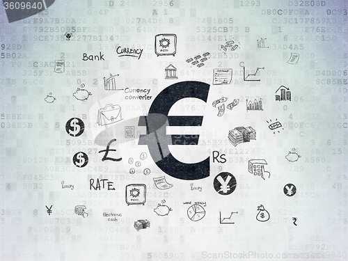 Image of Currency concept: Euro on Digital Paper background