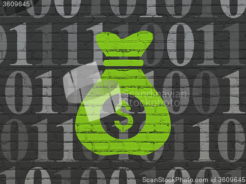 Image of Finance concept: Money Bag on wall background