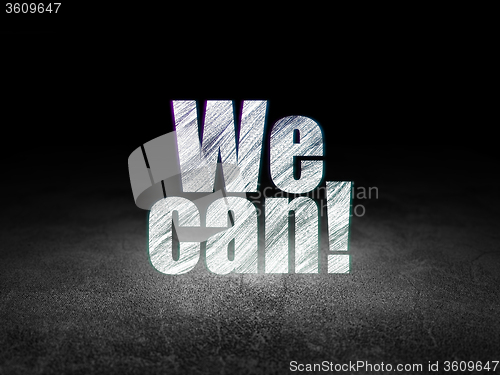 Image of Business concept: We Can! in grunge dark room