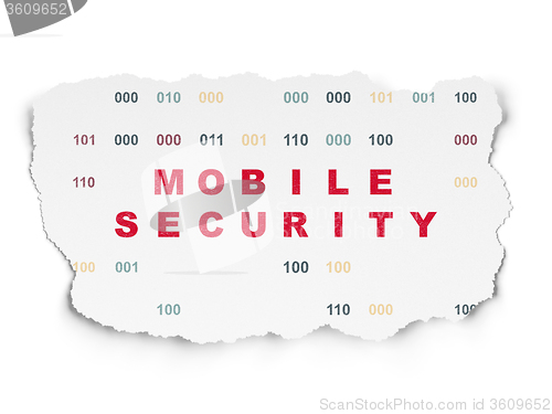 Image of Protection concept: Mobile Security on Torn Paper background