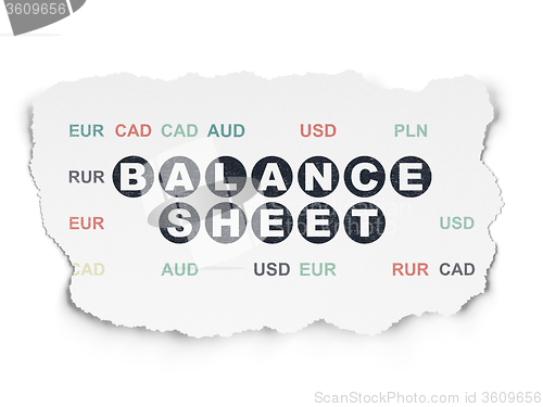 Image of Banking concept: Balance Sheet on Torn Paper background