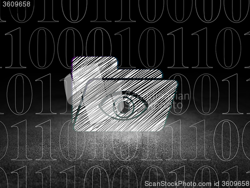 Image of Business concept: Folder With Eye in grunge dark room