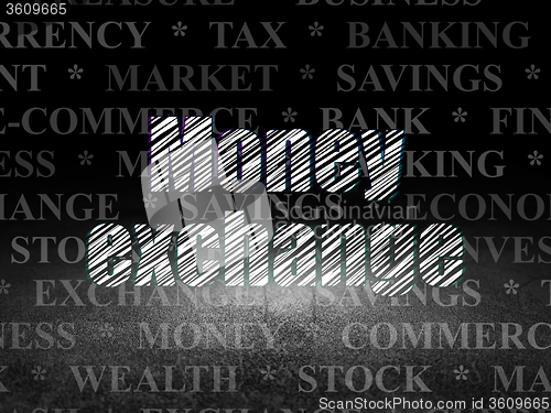 Image of Currency concept: Money Exchange in grunge dark room