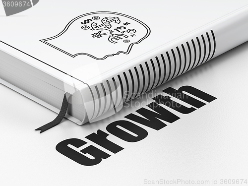 Image of Finance concept: book Head With Finance Symbol, Growth on white background