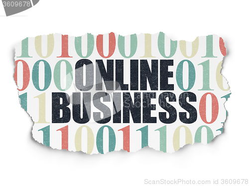Image of Finance concept: Online Business on Torn Paper background