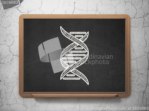 Image of Science concept: DNA on chalkboard background