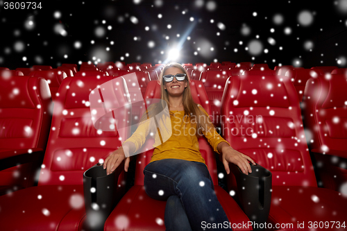 Image of young woman watching movie in 3d theater